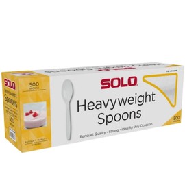 SOLO Heavyweight Plastic White Spoons, 500/Case. (Plastic Spoons, 1 Pack)