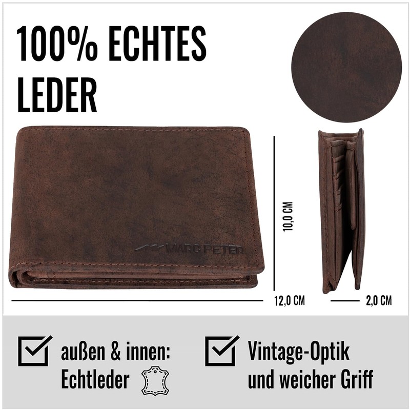Marc Peter Oslo Men's Brown Leather Wallet with RFID Protection,