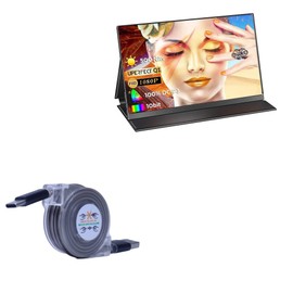 BoxWave Cable Compatible with UPERFECT QLED Portable Monitor N156N01 (15.6 in) - miniSync - USB-A to USB Type-C, Retractable Cable 5 Pre-Set Lengths Avoid Tangles