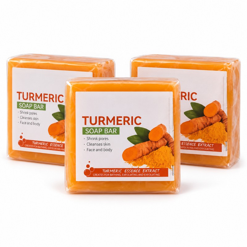 3-Pack Turmeric Soap Bars for Face & Body Cleansing –