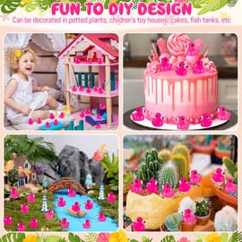 HFXXAD Mini-Flamingo-Enten – niedliche kleine rosa Flamingo-Enten zum Dekorieren für Garten, Rasen, Kuchen, Hof, Feengarten, Puppenhaus, Landschaft und Bastelarbeiten, 100 Stück