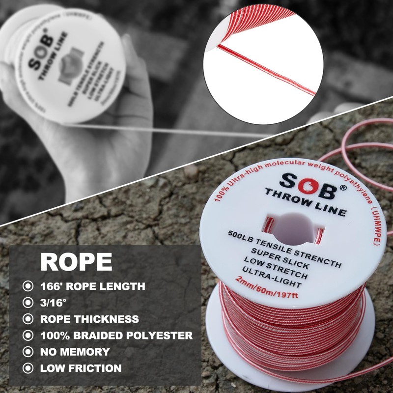 Arborist Throw Line Kit with 197ft Slick Rope & Throw