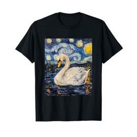 Cute Swan Bird - Van Gogh Style - Starry Night T-Shirt