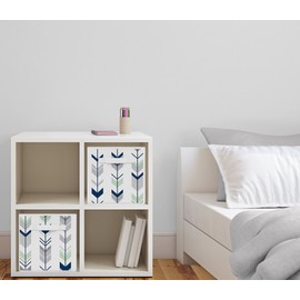 Navy Blue and Mint Woodland Mod Arrow Foldable Fabric Storage Cube Bins Boxes Organizer Toys Kids Baby Childrens for Collection by Sweet Jojo Designs - Set of 2