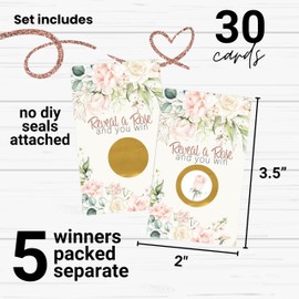 Paper Clever Party Blush Blooms Scratch Off Game Cards All Occasions RaffleTicket Drawings Reveal to Win Lottery Wedding Favors Pink and Gold - 30 Pack