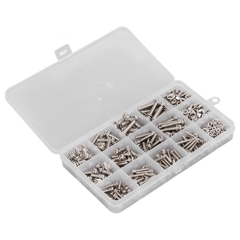 360pcs Screw Nut Set Stainless Steel Flat Washer Spring Washer