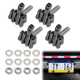 License Plate Bolts, 4 pcs Universal Finger Style Stainless Steel License Plate Screw Kit Car Tag Screw Fasteners Kit for Motorcycle Chopper Car Tag Frame Windshield Trim(Black)