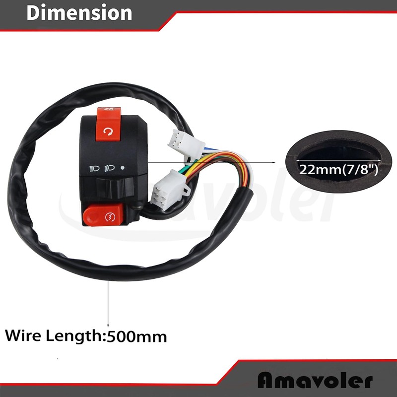 Amavoler 3 Function 7/8" Handlebar Switch Assembly Aftermarket Replacement Parts