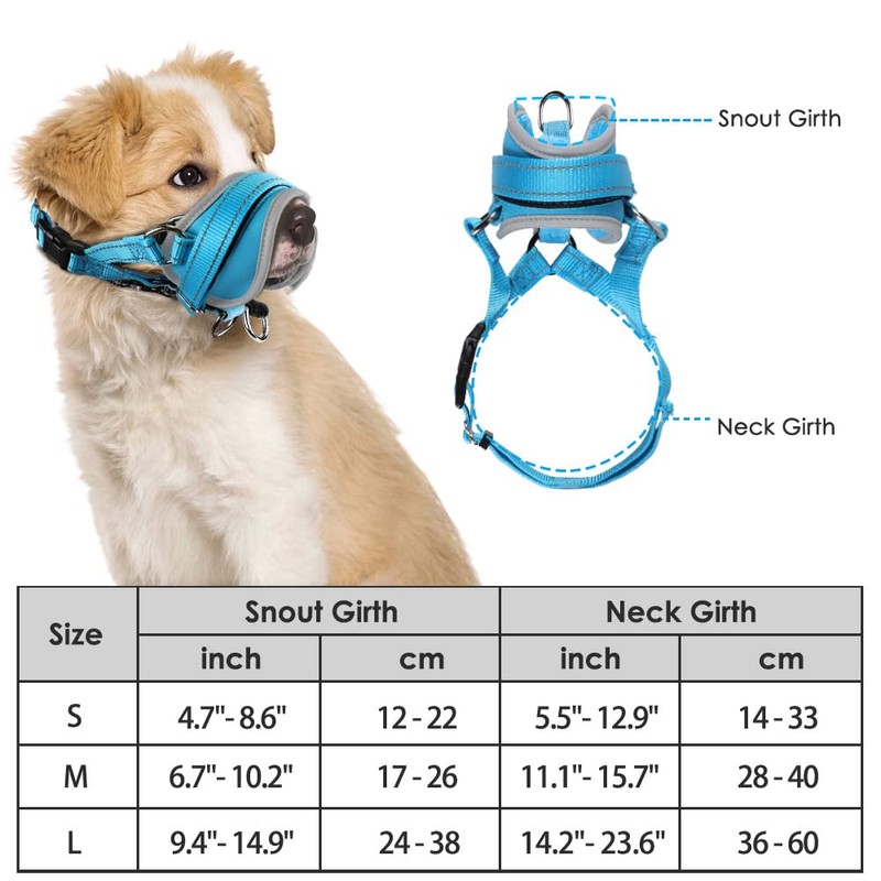 Nasjac Soft Nylon Muzzle for Dogs - Adjustable Dog Mouth