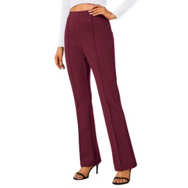 Urban CoCo Women's Stretchy Yoga Dress Pants Bootcut Work Slacks Petite Slacks for Office Casual (Wine Red, XL)