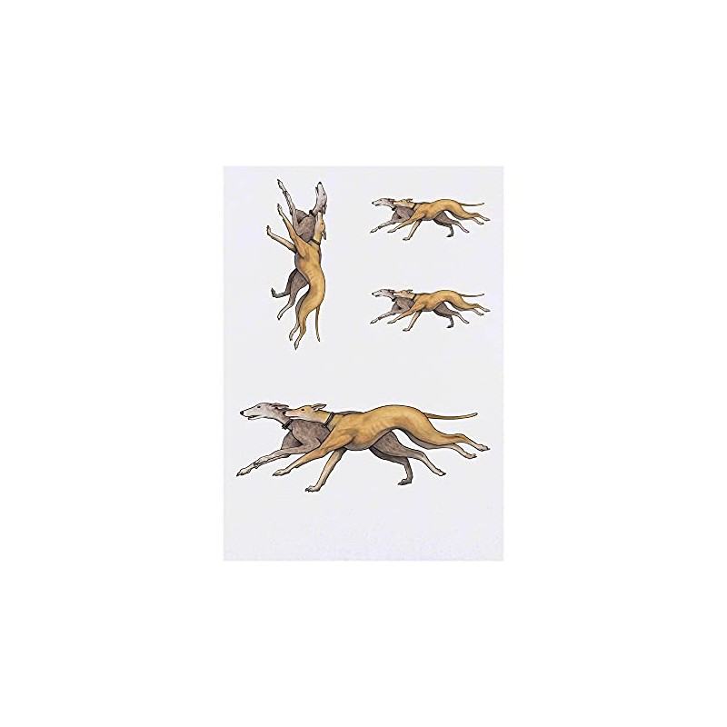 4 x 'Running Greyhounds' Temporary Tattoos - Water Resistant, Skin-Safe,