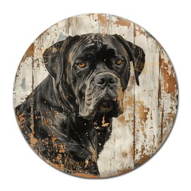 Lygond Metal Sign Tin Sign Mastiff Dog Round Sign for Strong and Protective Home Decor Bar Signs for Home Bar for Restaurant 12×12 Inches