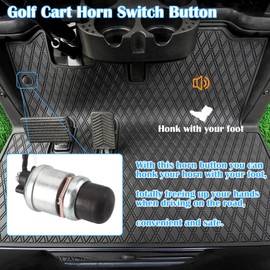 Dewkake Golf Cart Horn Kit Floor Mount Button for EZGO, Club Car, Ya-ma-ha, 12 V