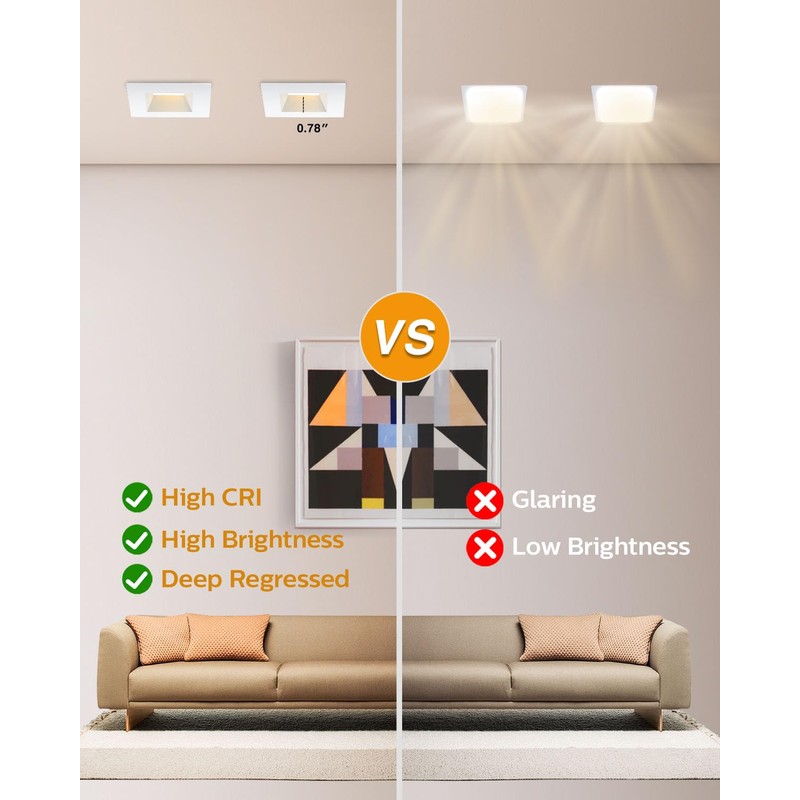 Adetu 4 Inch Anti-Glare LED Downlight,Dimmable Ceiling Light with 5CCT