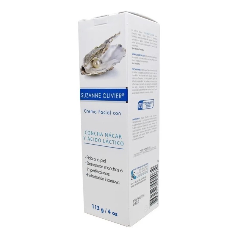 Crema Facial Suzanne Olivier Concha Nácar Ácido Láctico Sin Parabenos