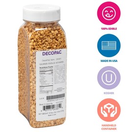 DecoPac Gold Stars Quins, Edible Cupcake Sprinkles, Sugar Cake Decorations - 18.5 ounce