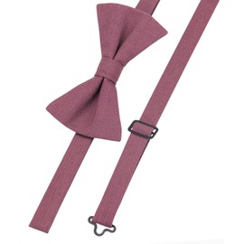 Entwineno Linen Bow Ties for Men and Kids - Solid Color Pretied Bowties (Chianti, L (Youth, Adult))