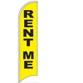Generic RENT ME Windless Swooper Flag Feather Banner 2.5x11.5 Feet Sign yb (Hardware NOT Included), Large, Yellow