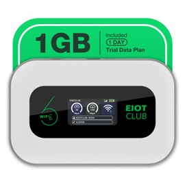 EIOTCLUB 4G LTE Portable WiFi, Mobile Hotspot Pay-as-You-Go Plan | No Contract, 1GB Trial Data, 32 Device Connections, 3000mAh Battery, MiFi Built-in SIM for Hotel, Home, Car, RV, Camping(US Only)