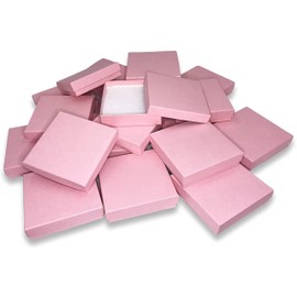 N'icePackaging 12 Qty - Light Sunset-Pink Cotton Filled Gift Boxes - Size 3 1/2" x 3 1/2" x 7/8" - USA Made - Holidays/Birthdays/Sales/Storage/Display/Travel