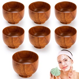 Teenyyou 6 Pcs Wood Facial Mask Mixing Bowl Bulk, 3.54 Inch Wooden Facial Bowls Esthetician Supplies for Women DIY Skincare Products Home Salon