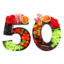 Números de cartón de 12 pulgadas con recortes de papel maché para embutidos, dulces de cumpleaños, regalo (negro, forma 50)