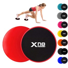 Xn8 Core Sliders Exercise Gliding Discs- Dual Sided Exercise Sliders Discs for Abdominal and Full Body Workout, Flexibility, Fitness, Best Pilates Equipment for Carpet, Hardwood Floors, Tiled Floor