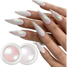 Polvo de uñas iridiscente Born Pretty Aurora – Brillo espejo multicolor, 2 cajas