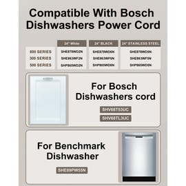 VHBW for Bosch Dishwashers Power Cord SMZPC002UC-00747210, Compatible with 24'' Bosch 800/300/500 Series Power Cord, Works with 00752018 Junction Box Plug Adapter (13A-16AWG)