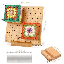 Crochet Blocking Board Granny Square Blocking Board Wooden Knitting Blocking Mats with 20 Metal Pins for Crochet Projects 7.87 Inches