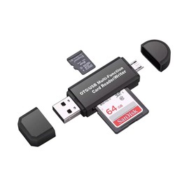 AIMALL Micro USB OTG to USB 2.0 Adapter with SD TF MicroSD Card Reader for Android Phone, Tablet, PC, Supports SDHC SDXC up to 128GB with OTG Function
