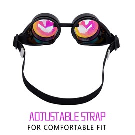 Lelinta Steampunk Rave Glasses Goggles with Rainbow Crystal Glass Lens,Black,Adjustable