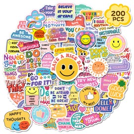 zheyistep 200PCS Motivational Stickers, Positive Affirmation Stickers for Kid Teen Adult, Inspirational Encouraging Decals for Water Bottle Scrapbook Journal Vision Board