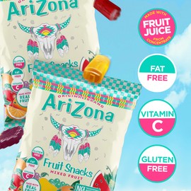 Arizona Fruit Snacks, Gluten Free Mixed Fruit Gummy Chews, 5 Ounce Individual Single Serve Bags (Pack of 12)