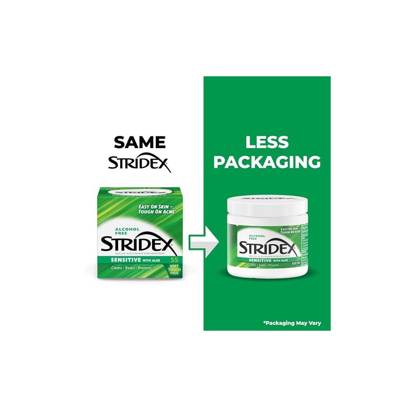 Stridex Acne Pads Sensitive With Aloe 55 Count Alcohol-Free