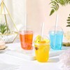 50 Sets Clear Plastic Cups with Dome Lids and Straws,