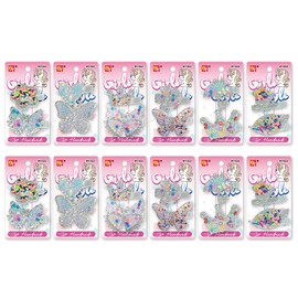 24 Pcs Hair Clips Handmade Cute Colorful Assorted Character Designed Hairpins Accessories Sets for Girls Kids Babies Teens Women All Ages (White Sparkling)