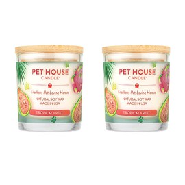 Pet House Candles, Clean Burning, Long Lasting Pet Odor Candles, Plant-Based, 60 Hour Burn Time - Tropical Fruit, 9 oz, 2 Pack