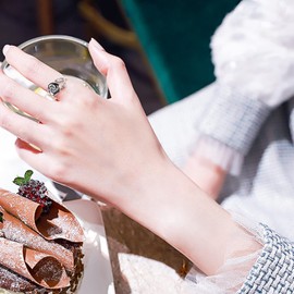 Alphm S925 Sterling Silver Rose Flower Ring Adjustable Wrap Open Jewelry for Women Friend Mom Bride Girlfriend Sisters Teen, 7, Silver, Cubic Zirconia