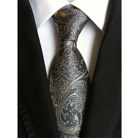 marysgift Floral Tie Men's Fashion Grey Neck Tie Silk Tie Set for Necktie for Wedding Formal Mens Ties 018