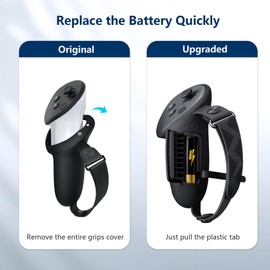 M AMVR AMVR Upgraded Controller Grips Cover Compatible with Meta/Oculus Quest 3S/Quest 3 Accessories, with Battery Opening Cover and Knuckle Straps Protector