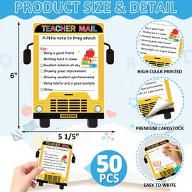 COCHIE Teacher Mail Notes to Parents Classroom Must Haves, Good Behavior Incentive Motivational Cards to Send Home for Elementary Kindergarten Preschool First 1st 2nd Grade Teacher Supplies (Bus)