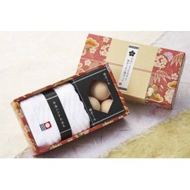 Imabari Towel + Japanese Natural Hinoki Ball Set of 3, Rough Product, Petite Gift, Souvenir, Boxed, Small Gift, Made in Japan, ThankYou Sticker Included (1)