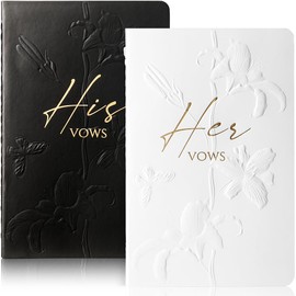 Vow Books His and Hers,Elegant Gold Foil Set of 2 Wedding Notebook with 28 Pages, 5.5" x 3.5" Wedding Vows Journal Wedding Day Officiant Book, Wedding Gift for Bride and Groom