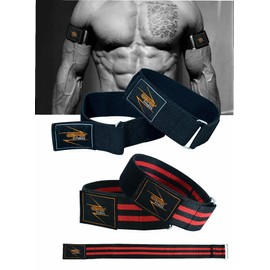 EVO Fitness PAIR Occlusion Training Bands Hook Bodybuilding Blood Flow Restriction bfr Straps Elastic Gym Workout Wraps (Red)