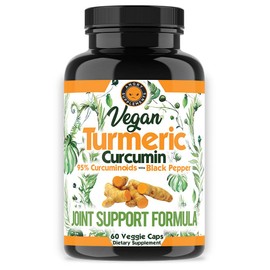 Angry Supplements Vegan Turmeric Curcumin with Black Pepper Extract (60 Veggie Capsules-2 Month Supply), 95% Curcuminoids - All Natural Powerful Antioxidant for Joint Support and Relief (1-Bottle)