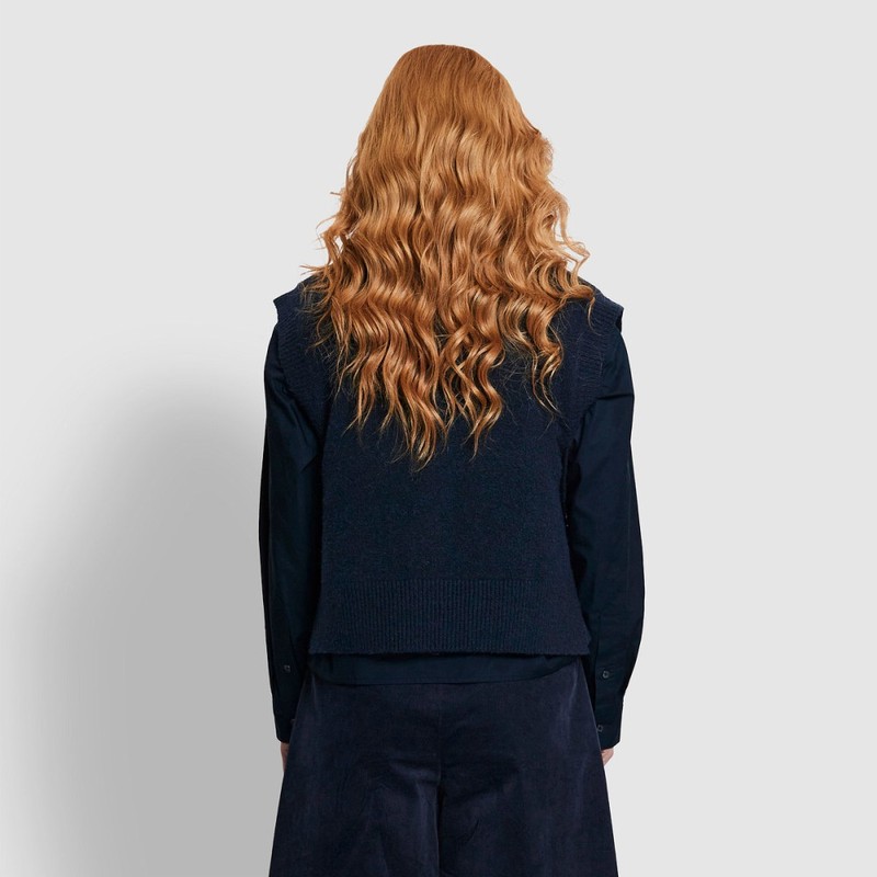 JAJU [JAJU/자주] 여 울 블렌디드 트임 베스트_네이비 [JAJU] Women's Wool