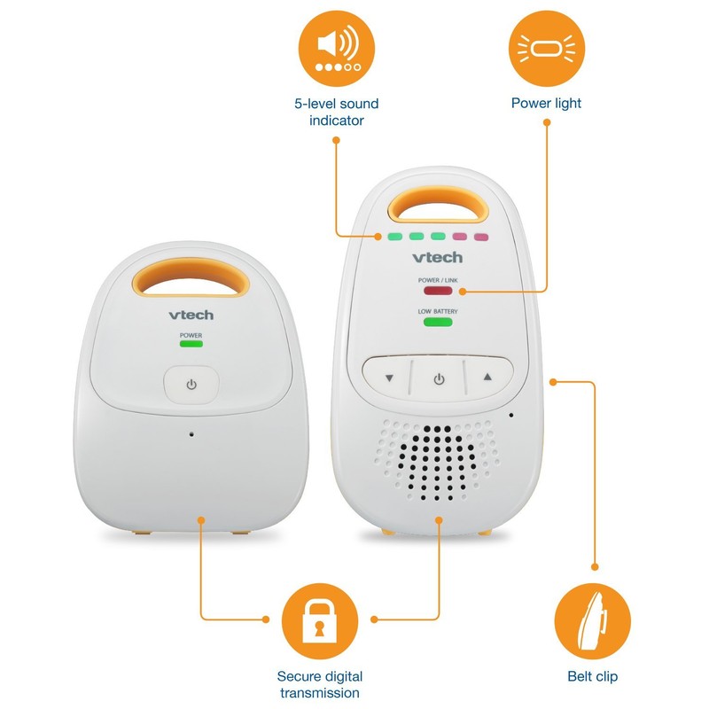 VTech Upgraded Audio Baby Monitor with Rechargeable Battery, Long Range,