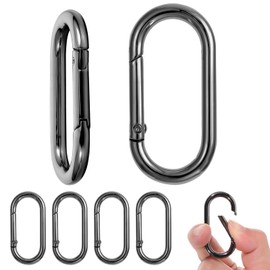 JIEYAO Oval Spring Carabiner Hooks, Pack of 6 Aluminium Carabiners, Load Capacity, Mini Carabiner Clip, Key Chains, Snap Hooks for Travel, Fishing, Camping, Hiking, Hammocks, Backpack