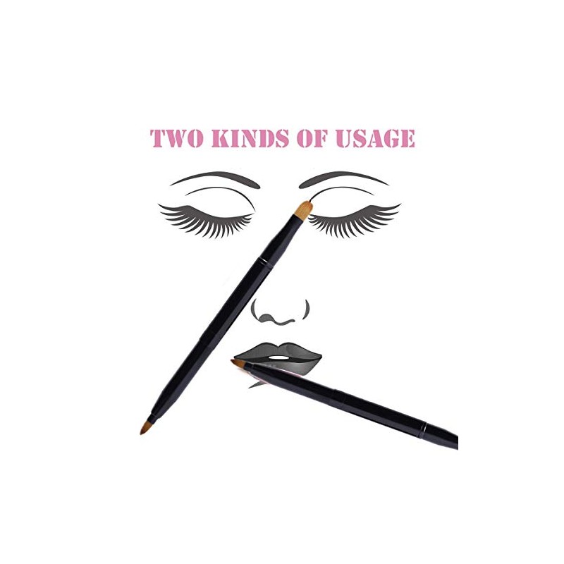 2 Pcs Retractable Lip Brushes Portable Dual End Lipstick Brush